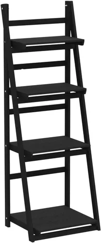 Vista 5 de Estante de escalera envejecido, estantería rústica inclinada para decoración del hogar (negro)