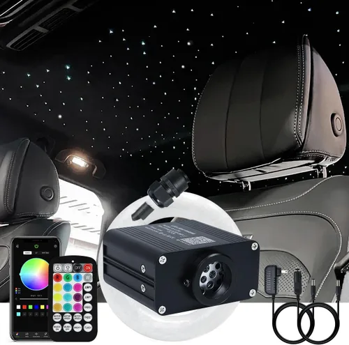 Vista 12 de AKEPO Kit de Luces de Fibra Óptica Twinkle Meteor APP de Tamaño Pequeño 16W, Estrella Fugaz+RGBW Activado por Música 550pcs 0.03in/0.75mm 9.8ft/3m
