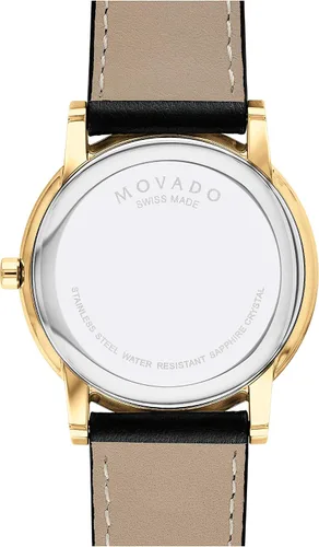 Vista 4 de Movado Reloj de museo de oro amarillo para hombre con esfera de museo de punto cóncavo correa doradanegra modelo 607271 NegroOro Core Museum Classic