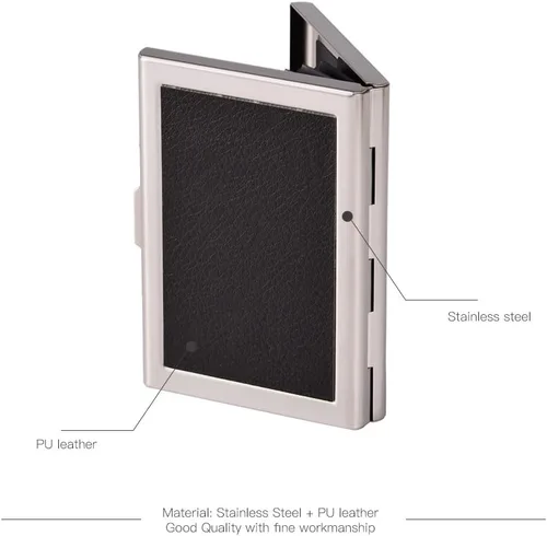 Vista 5 de Tarjetero de metal RFID para tarjetas de crédito, cartera para tarjetas de visita para mujeres y hombres