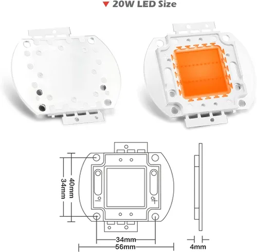Vista 6 de CHANZON Chip LED de alta potencia de 20 W de espectro completo para plantas de crecimiento de luz