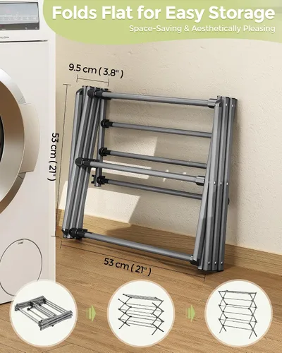 Vista 4 de Estante de Secado de Ropa, Perchero Plegable para Ropa, Estante de Secado de Lavandería Expandible, Pequeño Perchero para Ropa de Bebé, Toalla