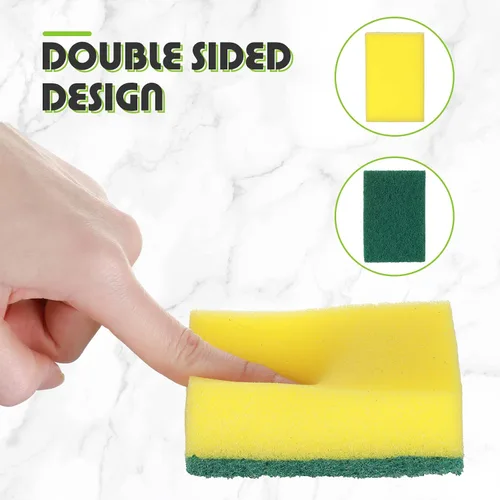 Vista 3 de Esponja para platos de cocina, esponja de limpieza multicolor, almohadilla de fregado de doble cara, no raya, esponja absorbente para lavar platos