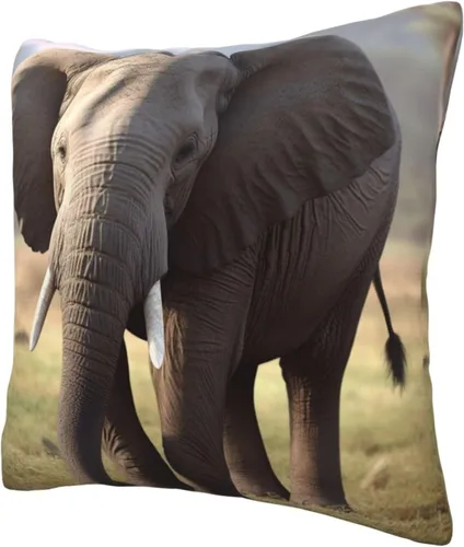 Vista 3 de Funda de almohada con estampado de elefante, cuadrada, suave, para decoración del hogar, sala de estar, cama, sofá, automóvil, 18 x 18 pulgadas