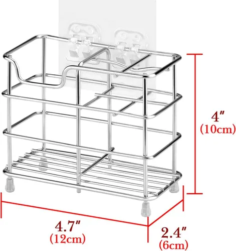 Vista 3 de Linkidea Soporte de pared para cepillo de dientes para baño, soporte de acero inoxidable para cepillo de dientes eléctrico, pasta de dientes