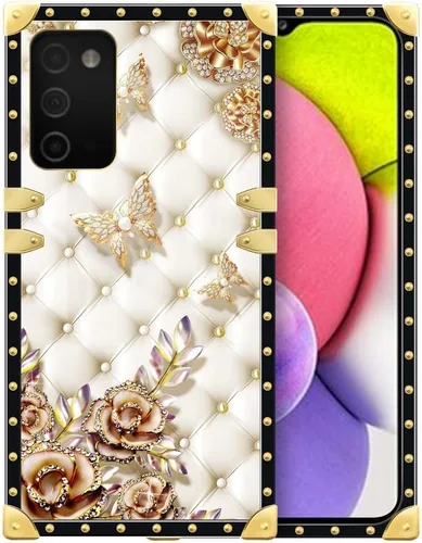 Vista 140 de Funda compatible con Samsung Galaxy A03S 4G, TPU suave de lujo y parte trasera de policarbonato duro para niñas y mujeres, funda protectora a prueba