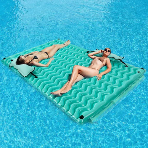 Vista 9 de Alfombra flotante inflable gigante mejorada 2025 - Flotador de piscina para adultos con hamaca para piscina, piscina, playa, lago para fiesta