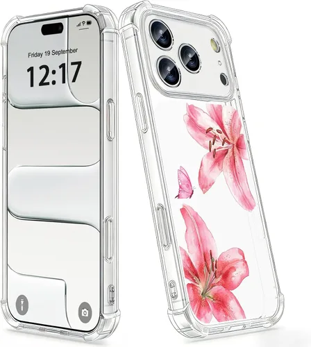 Vista 41 de OOZ Funda de cristal para iPhone 11 Pro (2019) de 5.8 pulgadas, bonita funda protectora transparente, seductor patrón de mariposa morada, suave a