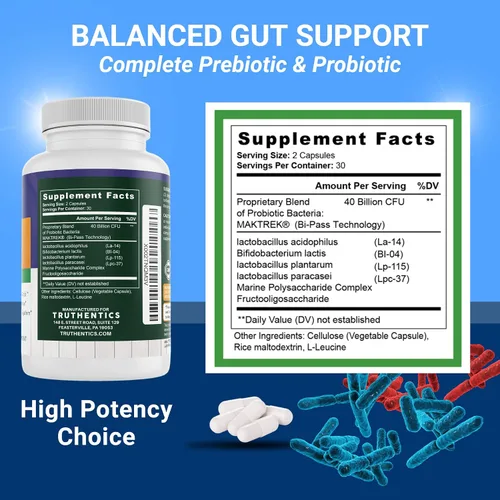 Vista 4 de Truthentics Quercetina con bromelina y zinc Plus Probiótico avanzado con prebióticos - Soporte inmunológico, respiratorio y digestivo - Sin gluten