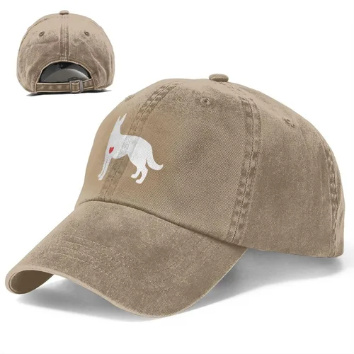 Vista 3 de Gorra de béisbol ajustable para mujer y hombre con diseño de pastor alemán con patrón de corazón, gorra clásica de 6 paneles Snapback para papá