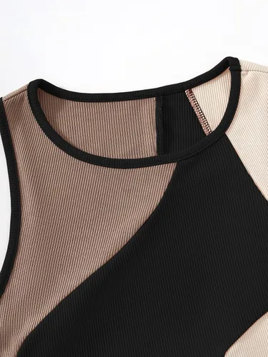 Vista 3 de Verdusa Body sin mangas con cuello redondo y bloques de color para mujer