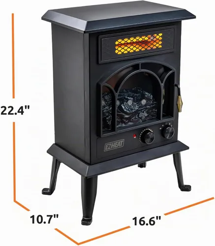 Vista 7 de Calentador Eléctrico de Chimenea EZ-HEAT con Efecto de Llama, Termostato Ajustable, Configuración de Doble Calor y Protección contra