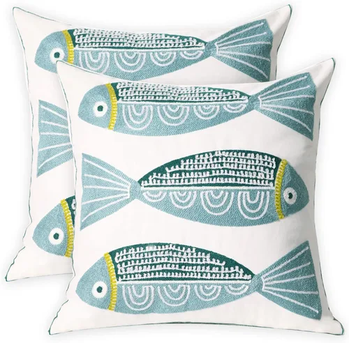 Vista 9 de 1 PCS Funda de Almohada Decorativa de Algodón Bordada, Fundas de Cojín Cuadradas Decorativas para el Hogar, Sofá, Cama y Silla, de 18 x 18 Pulgadas