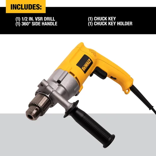 Vista 2 de DEWALT Taladro con cable, 7.8 amperios, 1/2 pulgada (DW245)