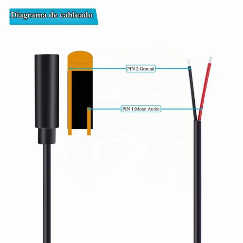Vista 2 de Fancasee Paquete de 2 cables hembra de 0.138 in de 1/8 pulgadas a altavoz, cable desnudo, coleta TS mono de 0.138 in, conector de enchufe de 0.138