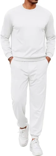 Vista 80 de COOFANDY Conjunto deportivo de 2 piezas para hombre, sudadera de manga larga, sin botones, para deportes, casual, fitness, trotar