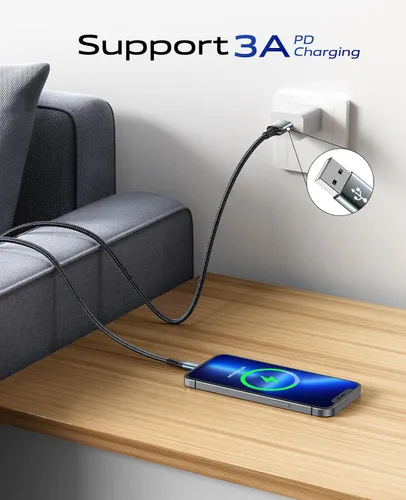 Vista 2 de Cable USB A a USB C [2 unidades de 3 pies], cable USB C de carga rápida, cable de carga USB a USB C trenzado extra duradero mejorado compatible