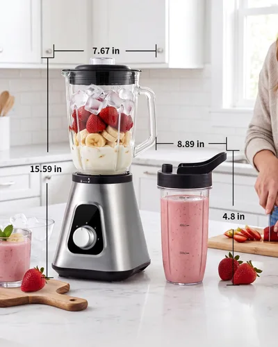 Vista 8 de GDOR Batidora de batido para cocina, licuadora de vidrio de 1200 W