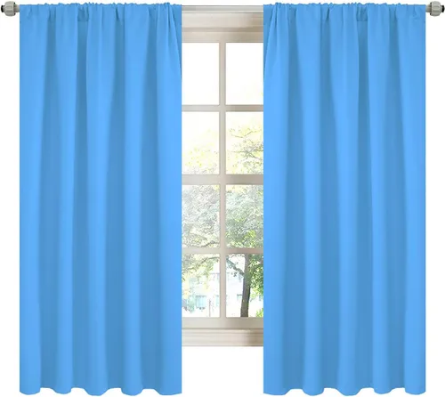 Vista 9 de LA PALMA Cortinas opacas con bolsillo para cortinero para sala de estar, bloqueo de luz, aislamiento térmico, reducción de ruido, cortinas de Aqua