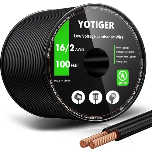 Vista 9 de YOTIGER Cable de Cobre para Iluminación de Paisaje de Bajo Voltaje 14/2 de 100 Pies - Cable de Bajo Voltaje de Calibre 14 de 2 Conductores - Cable