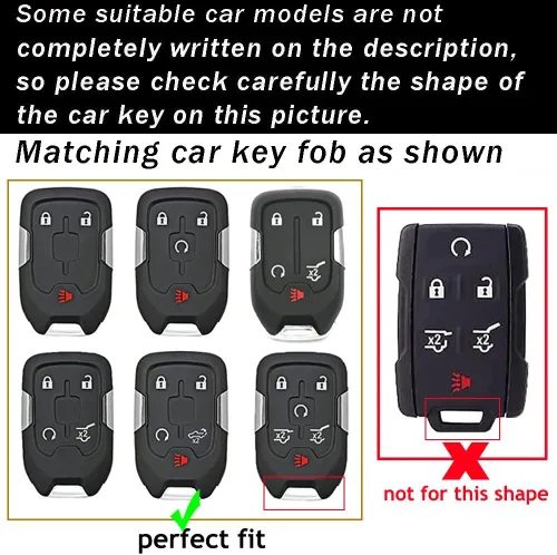 Vista 2 de ontto Funda para llave de coche con llavero de metal y piel sintética para Chevrolet Silverado Fit para GMC Sierra 1500 2500HD 3500HD Terrain Acadia