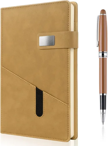 Vista 10 de Cuaderno A5 en blanco, cuaderno de bocetos de cuero de tapa dura recargable con bolsillo y hebilla magnética, 240 páginas gruesas de viaje