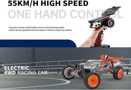 Vista 3 de GoolRC WLtoys 124010 - Autos RC para adultos, auto de control remoto a escala 1:12, 4WD 55KM/H, auto de carreras RC de alta velocidad, 2.4 GHz, todo