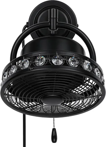 Vista 6 de Parrot Uncle Ventilador de pared de 10 pulgadas, ventilador de pared con brazo oscilante y plegable, diseño silencioso que ahorra espacio, dirección
