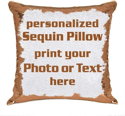Vista 11 de Funda de almohada con lentejuelas para fotos/texto, imagen oculta, regalo personalizado único para amigos, familia, mascotas, lentejuelas negras