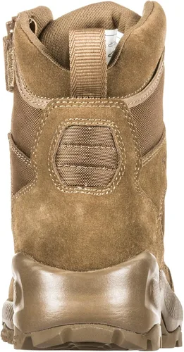 Vista 4 de 5.11 Botas tácticas de 6 pulgadas para hombre, ATAC 2.0 con cremallera lateral, botas de trabajo de senderismo marrones, coyote oscuro