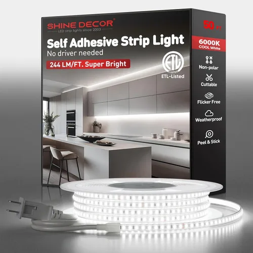 Vista 13 de Shine Decor Tira de luz LED súper brillante de 4000LM, Plug & Play de 120V sin controlador, cableado fácil, sin parpadeo, resistente a la intemperie