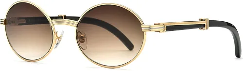 Vista 6 de HEPIDEM Gafas de sol 100 realmente Buffalo Horn hechas a mano para hombres gafas de sol redondas de lujo