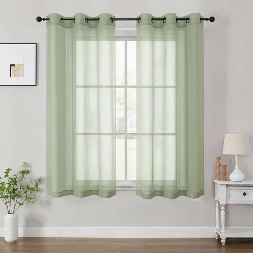 Vista 68 de OWENIE Cenefa transparente con ojales negros para ventanas, 2 paneles de 52