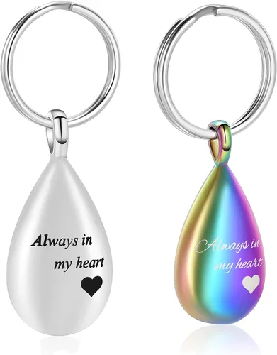 Vista 10 de Yinplsmemory Llavero de cremación para cenizas Always In My Heart Urna Medallón de cremación joyería lágrima recuerdo llavero