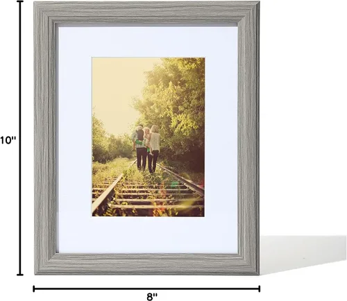 Vista 6 de KTKDE Portarretratos gris de 8 x 10 pulgadas con paspartú extraíble para fotos de 5 x 7 pulgadas, vidrio real para portarretratos de 8 x 10