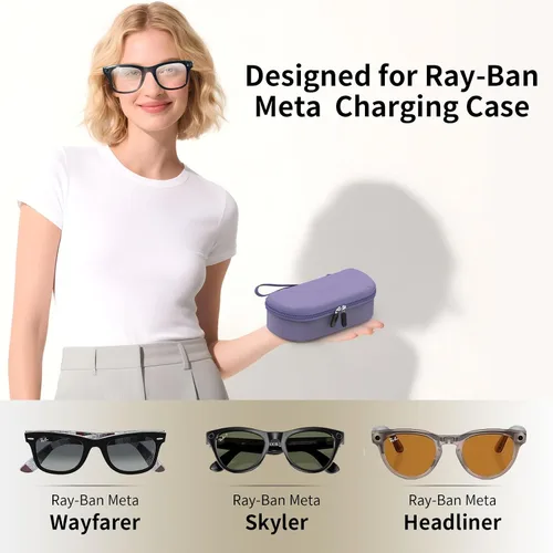 Vista 2 de LUOKE Estuche rígido de transporte para Ray-Ban Meta WayfarerSkylerHeadliner caja de carga con accesorios para gafas inteligentes RayBan
