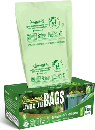 Vista 17 de Bolsas de basura compostables UNNI, 2.6 galones / 9.84 litros, 100 unidades, extra gruesas de 0.71 mil, forros para contenedores pequeños de restos