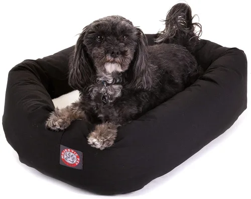 Vista 9 de Cama para perros Bagel de 40 pulgadas negra y Sherpa de Majestic Pet Products Negro