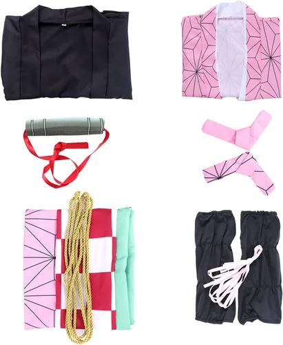 Vista 6 de Nezuko Cosplay Costume Adult Nezuko Kimono Cosplay for Halloween Outfit Anime Costume Women Kids
