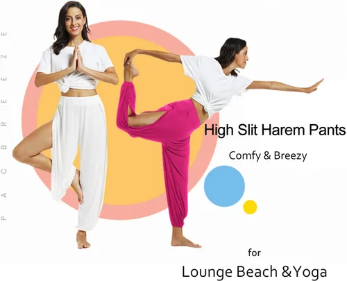 Vista 6 de PACBREEZE - Pantalones de yoga harem para mujer con hendidura lateral para entrenamiento