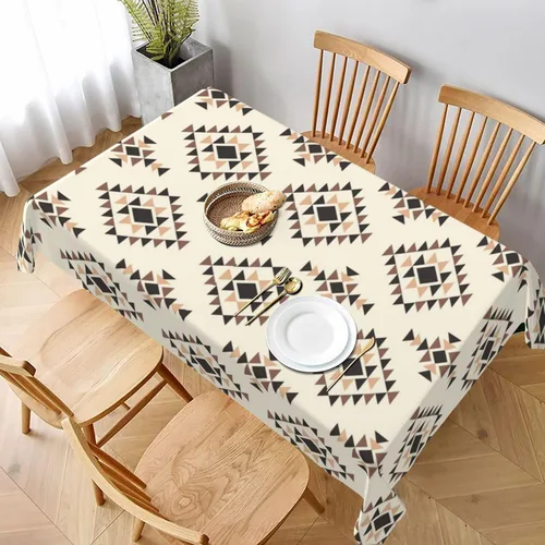 Vista 18 de Mantel azteca, diseño geométrico tribal, decoración rústica de nativos americanos, estilo suroeste, impermeable, lavable, para decoración de cocina