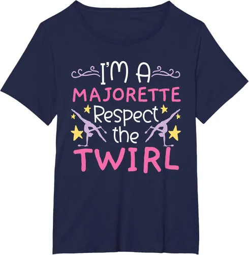 Vista 9 de Camiseta con texto en inglés "I A Majorette Respect The Twirl Baton Twirling", Negro