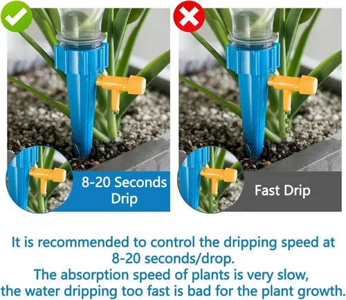 Vista 4 de Picos de riego automático para plantas, 20 piezas de inserto de maceta de riego automático, picos de riego de plantas con interruptor de válvula
