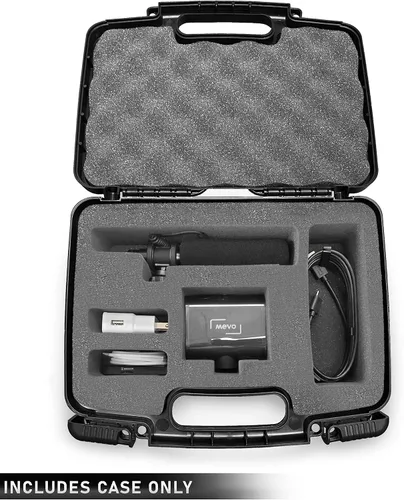 Vista 3 de Casematix Funda rígida para cámara compatible con cámara de transmisión en vivo Mevo Start, micrófono de escopeta y accesorios en espuma