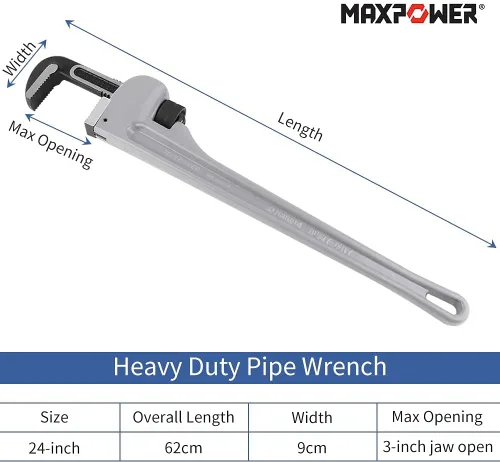 Vista 6 de MAXPOWER Juego de llaves de tubo, llave de fontanería recta de 14 pulgadas y 24 pulgadas
