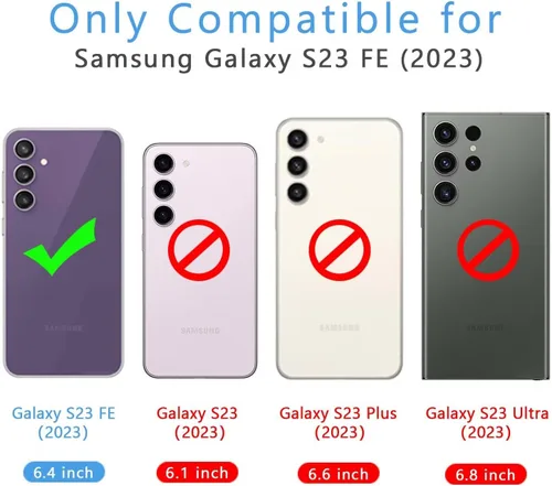 Vista 6 de Funda para Samsung Galaxy S23 FE, [bloqueo RFID] Cierre magnético, cartera de piel sintética con tarjetero y soporte para tarjetas, funda