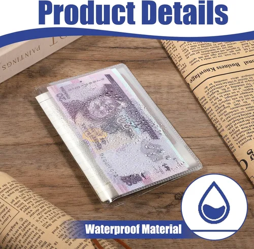 Vista 6 de Funda transparente para pasaporte, protector de pasaporte de plástico impermeable, funda de vinilo para pasaportes para viajes, transparente