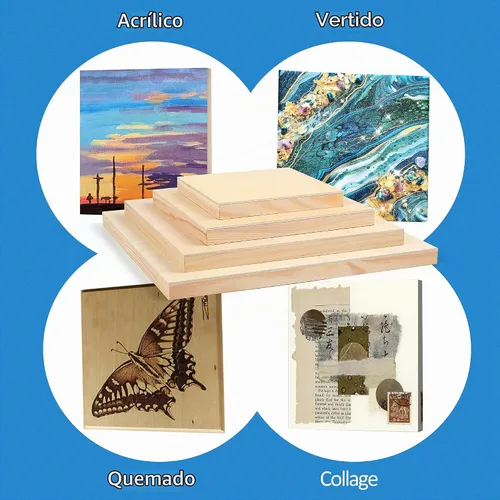 Vista 4 de Falling in Art Kit de paneles de lienzo de madera de abedul sin terminar, 8 paquetes de 4 tamaños Studio 3/4 pulgadas de profundidad para verter