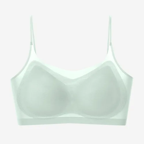 Vista 2 de Brasier de encaje con espalda abierta para mujer, talla grande, sin forro, con varillas, cobertura completa, brasier transparente para mujer