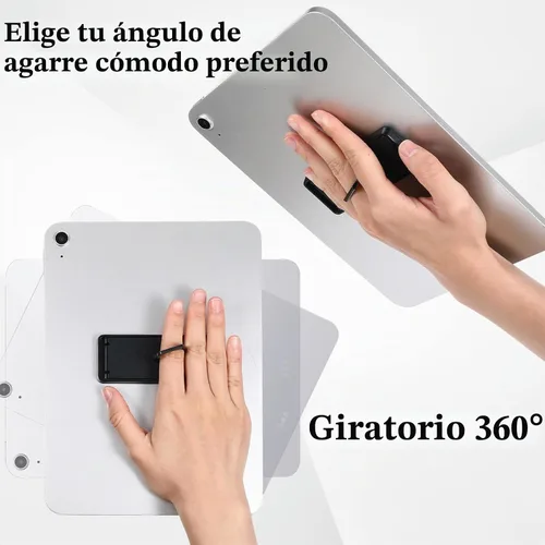 Vista 5 de Ptwola Soporte universal para tableta, soporte de tableta negro, plegable, multiángulo, soporte de agarre para tabletas adhesivas, soporte